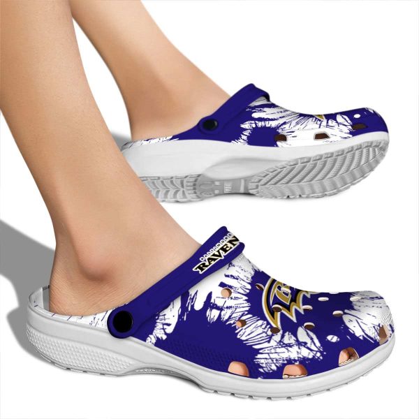 Baltimore Ravens Splatter Graphics Crocs High quality