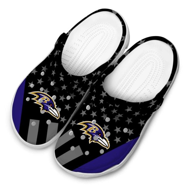Baltimore Ravens Stellar Stripes Theme Crocs Trendy