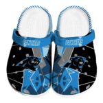 Carolina Panthers Geometric Background Crocs Best selling