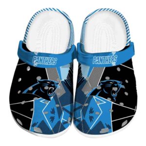 Carolina Panthers Geometric Background Crocs Best selling