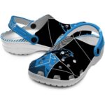Carolina Panthers Geometric Background Crocs Best selling