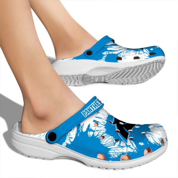 Carolina Panthers Splatter Graphics Crocs High quality