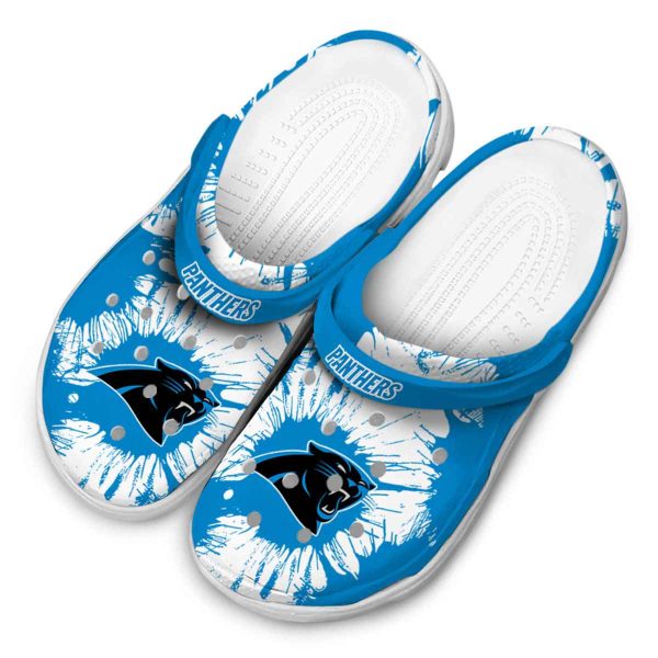 Carolina Panthers Splatter Graphics Crocs Trendy