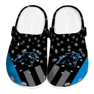 Carolina Panthers Stellar Stripes Theme Crocs Best selling