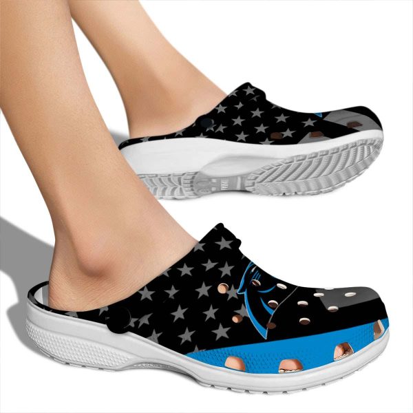 Carolina Panthers Stellar Stripes Theme Crocs High quality