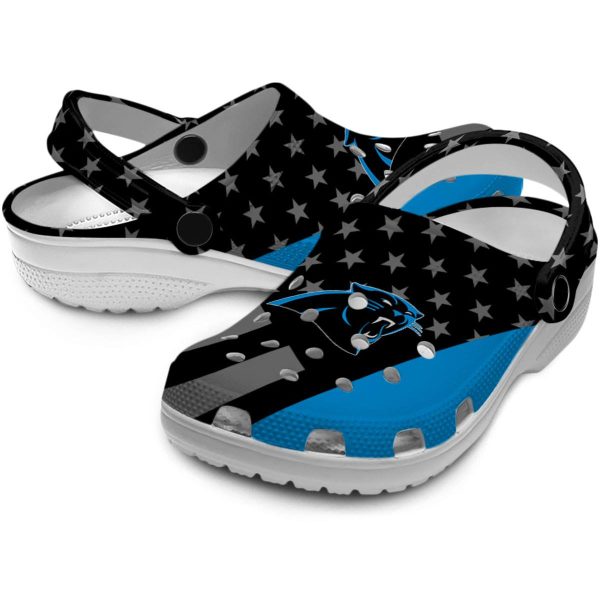 Carolina Panthers Stellar Stripes Theme Crocs Latest Model