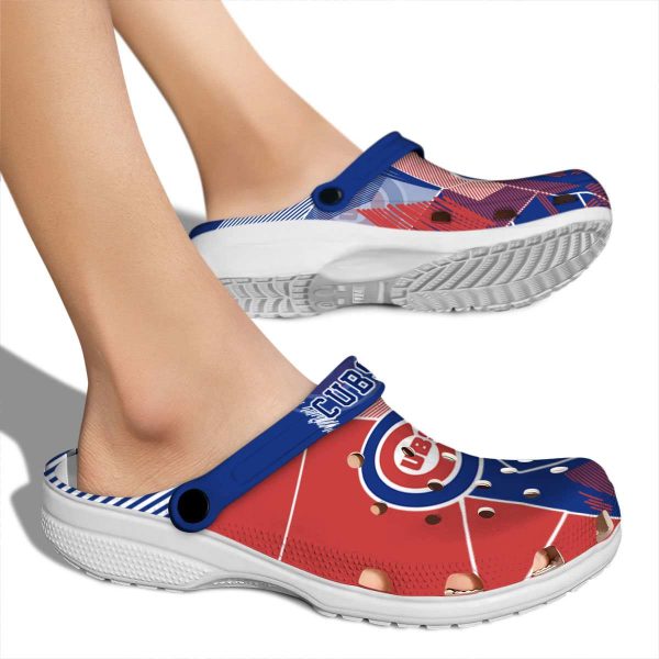 Chicago Cubs Geometric Background Crocs High quality
