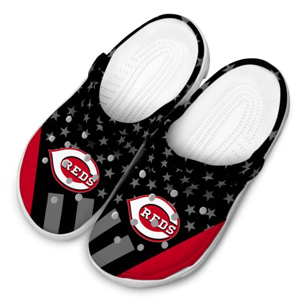 Cincinnati Reds Stellar Stripes Theme Crocs Trendy