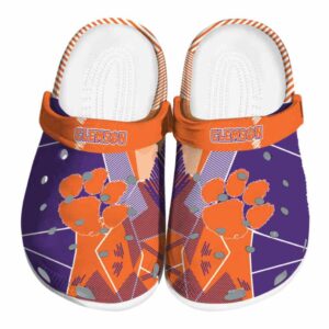 Clemson Tigers Geometric Background Crocs Best selling