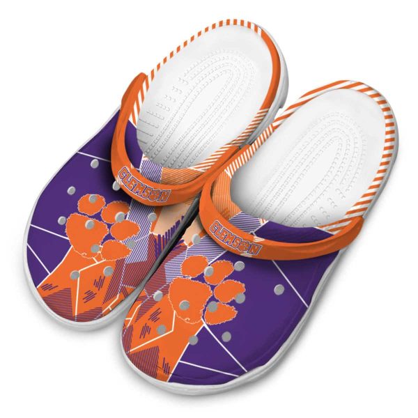 Clemson Tigers Geometric Background Crocs Trendy