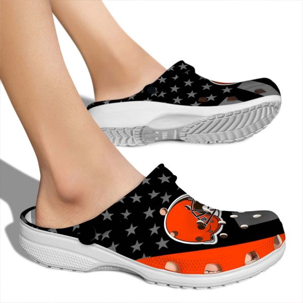 Cleveland Browns Stellar Stripes Theme Crocs High quality