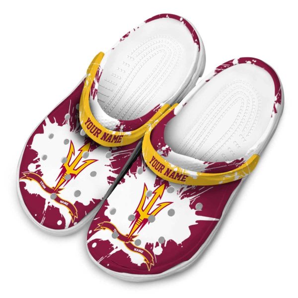 Custom Arizona State Sun Devils Splatter Pattern Crocs Trendy