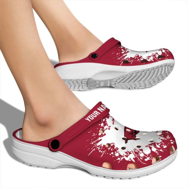 Custom Arkansas Razorbacks Splatter Background Crocs High quality