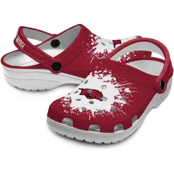 Custom Arkansas Razorbacks Splatter Background Crocs Latest Model