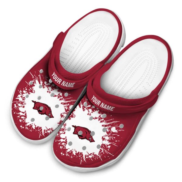 Custom Arkansas Razorbacks Splatter Background Crocs Trendy