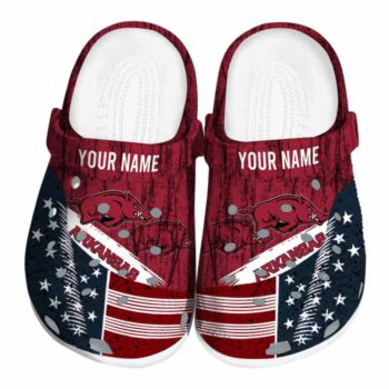 Custom Arkansas Razorbacks Star Spangled Side Pattern Crocs Best selling