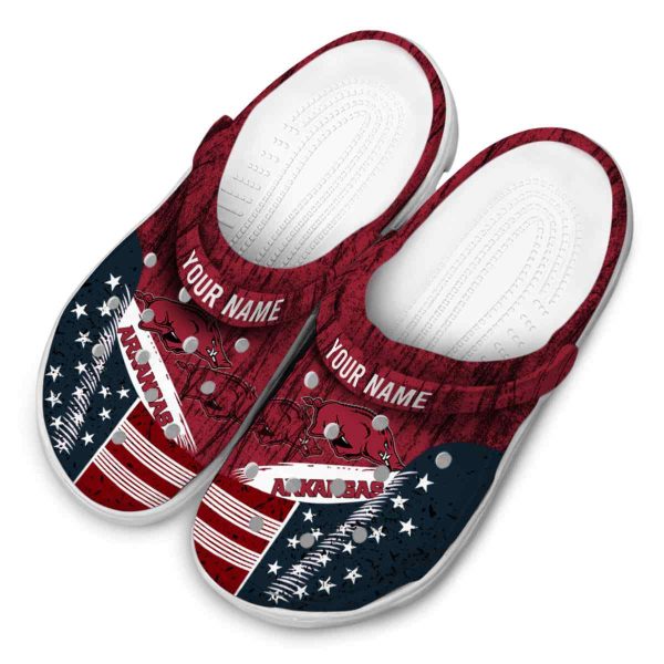 Custom Arkansas Razorbacks Star Spangled Side Pattern Crocs Trendy