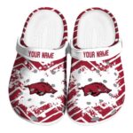 Custom Arkansas Razorbacks Zigzag Paint Burst Crocs Best selling