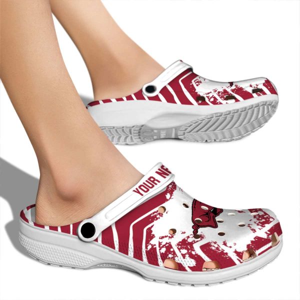 Custom Arkansas Razorbacks Zigzag Paint Burst Crocs High quality