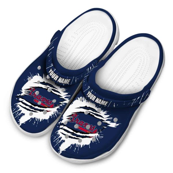 Custom Atlanta Braves Splash Motif Background Crocs Trendy
