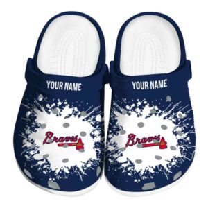 Custom Atlanta Braves Splatter Background Crocs Best selling
