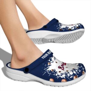 Custom Atlanta Braves Splatter Background Crocs High quality