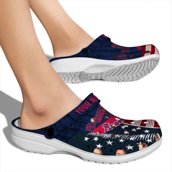 Custom Atlanta Braves Star Spangled Side Pattern Crocs High quality