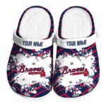 Custom Atlanta Braves Zigzag Paint Burst Crocs Best selling