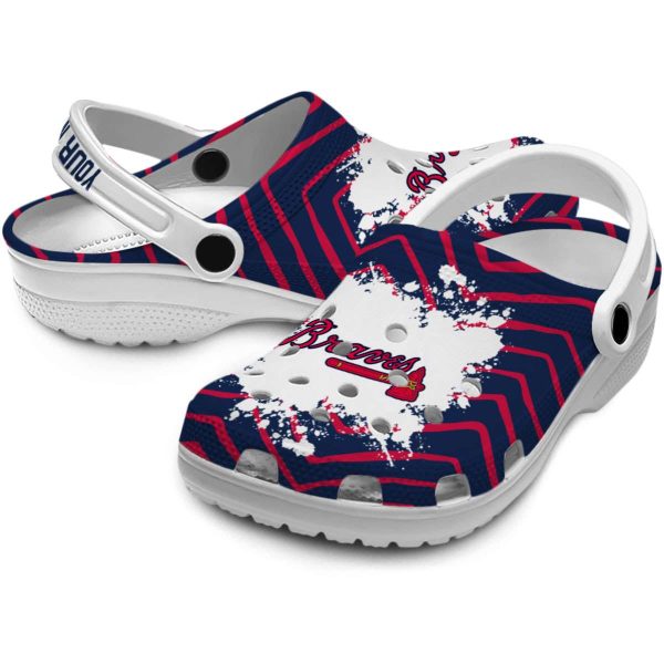 Custom Atlanta Braves Zigzag Paint Burst Crocs Latest Model