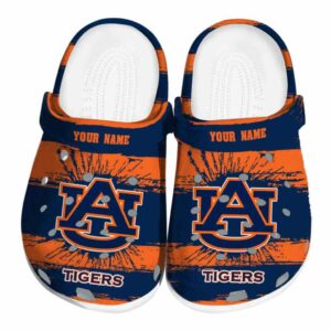 Custom Auburn Tigers Paint Splatter Graphics Crocs Best selling