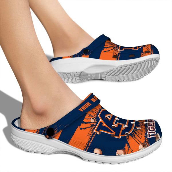 Custom Auburn Tigers Paint Splatter Graphics Crocs High quality