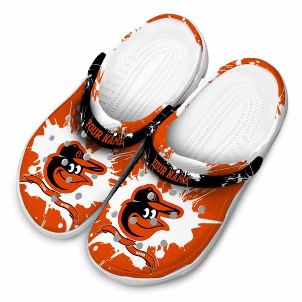 Custom Baltimore Orioles Splatter Pattern Crocs Trendy