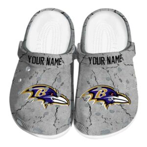 Custom Baltimore Ravens Cracked Texture Crocs Best selling