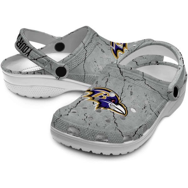 Custom Baltimore Ravens Cracked Texture Crocs Latest Model
