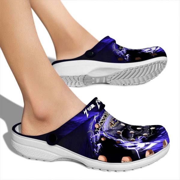 Custom Baltimore Ravens Gothic Skull Crocs High quality