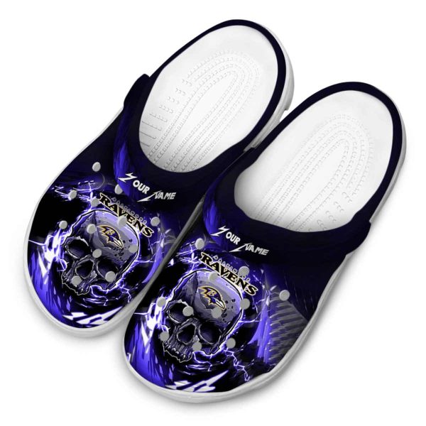 Custom Baltimore Ravens Gothic Skull Crocs Trendy