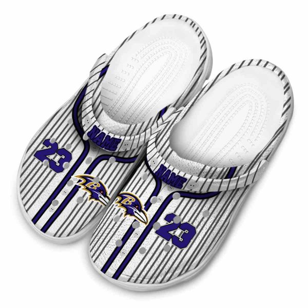 Custom Baltimore Ravens Pinstripe Pattern Crocs Trendy