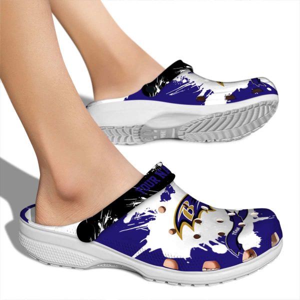 Custom Baltimore Ravens Splatter Pattern Crocs High quality