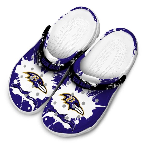 Custom Baltimore Ravens Splatter Pattern Crocs Trendy
