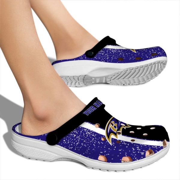 Custom Baltimore Ravens Vertical Stripes Crocs High quality