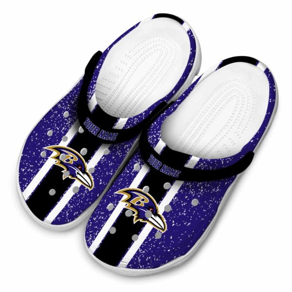 Custom Baltimore Ravens Vertical Stripes Crocs Trendy