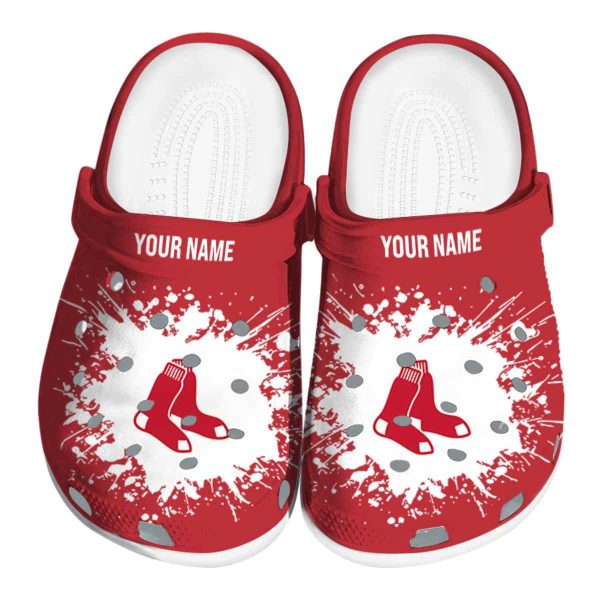 Custom Boston Red Sox Splatter Background Crocs Best selling