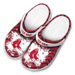 Custom Boston Red Sox Zigzag Paint Burst Crocs Trendy