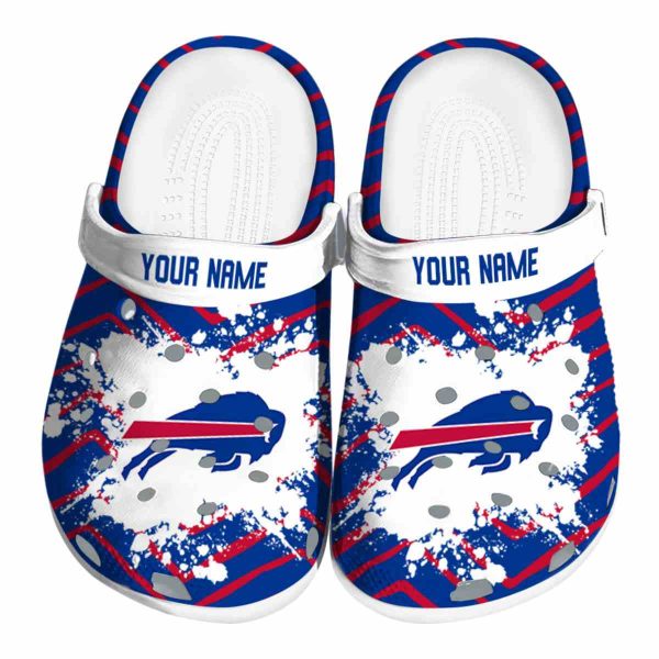 Custom Buffalo Bills Zigzag Paint Burst Crocs Best selling