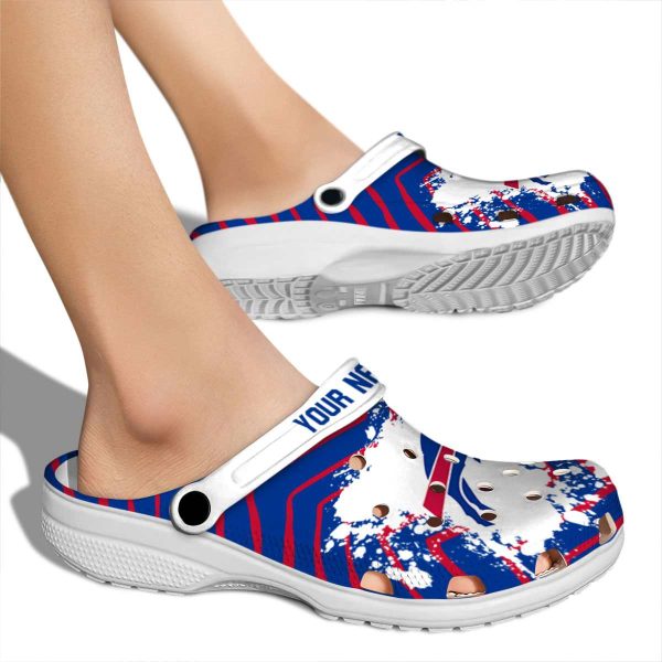 Custom Buffalo Bills Zigzag Paint Burst Crocs High quality