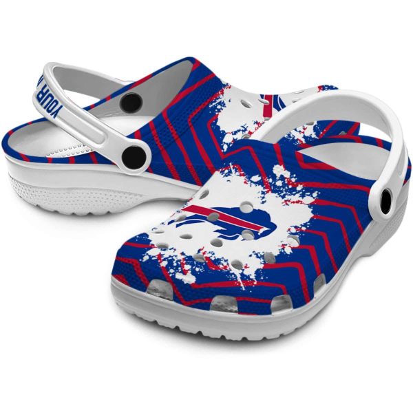 Custom Buffalo Bills Zigzag Paint Burst Crocs Latest Model