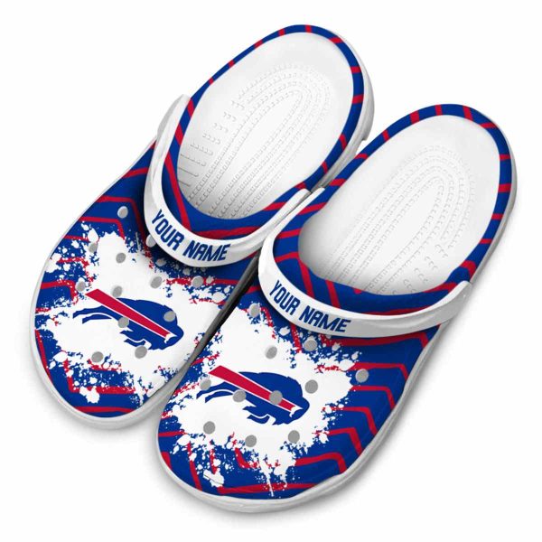 Custom Buffalo Bills Zigzag Paint Burst Crocs Trendy