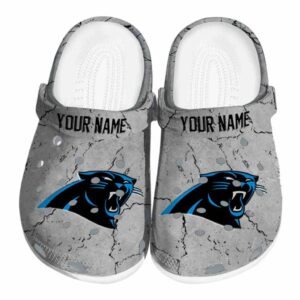 Custom Carolina Panthers Cracked Texture Crocs Best selling