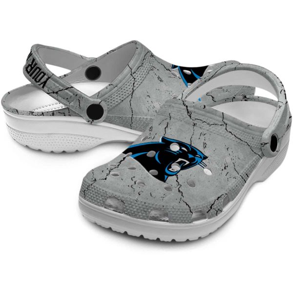 Custom Carolina Panthers Cracked Texture Crocs Latest Model
