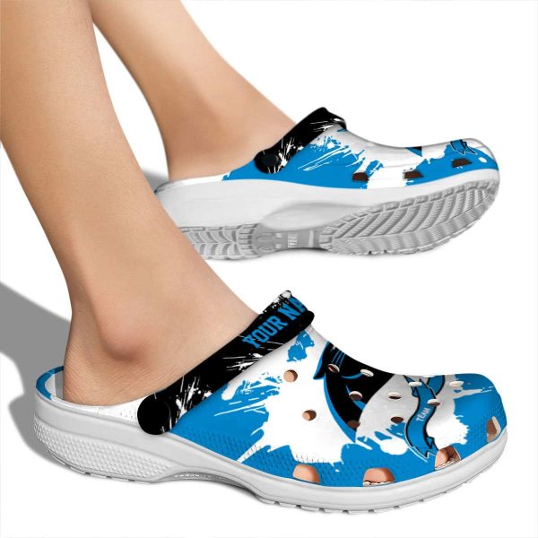 Custom Carolina Panthers Splatter Pattern Crocs High quality